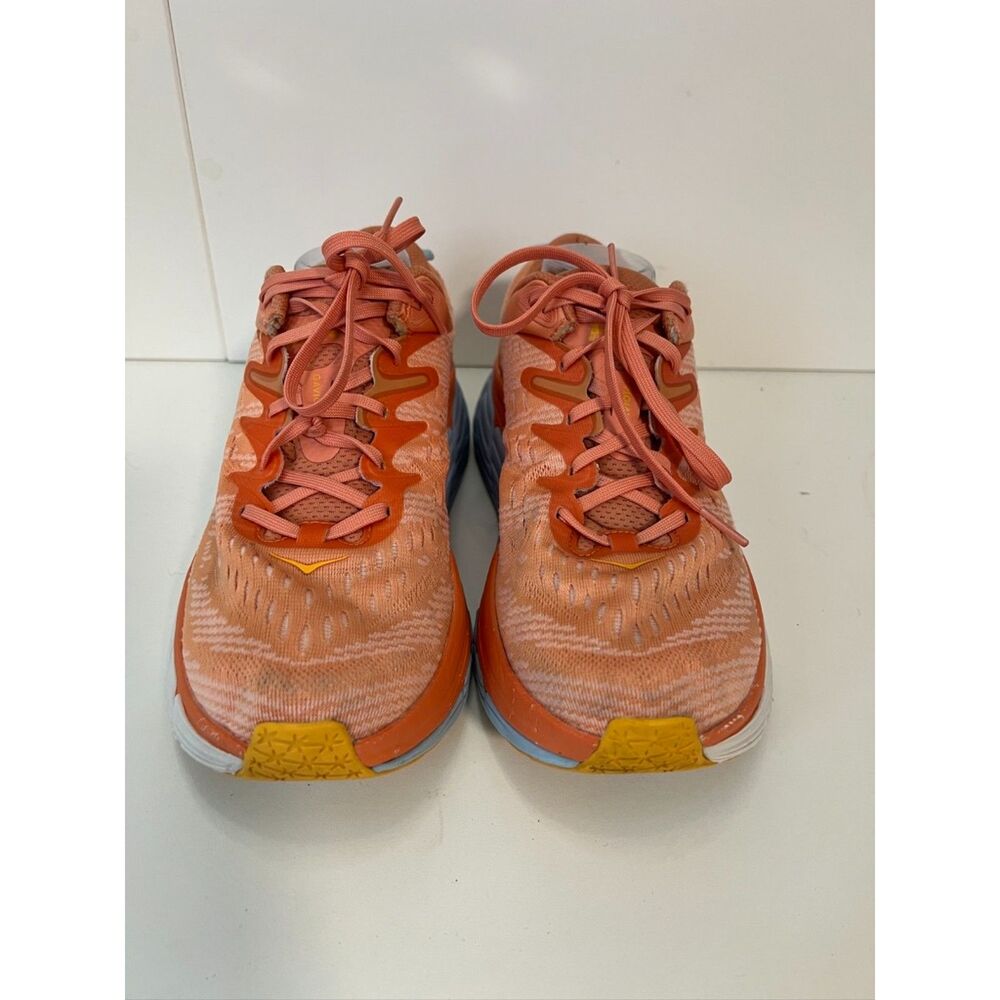 Hoka Women's Gaviota 4 running shoes in shell coral/peach parfait. Size 10